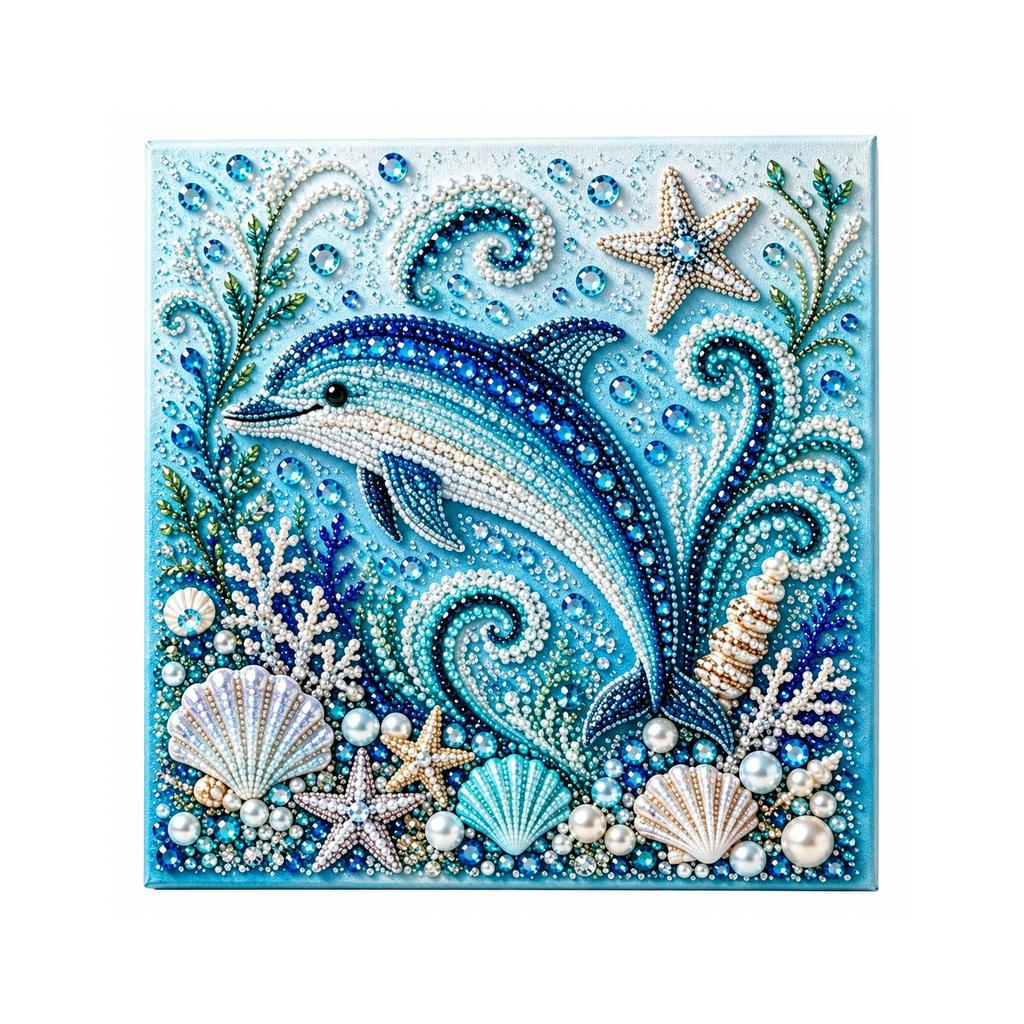 Ocean Theme Pearl Art DIY Kit Dolphin, Ocean Decor Parent Child Craft Toy