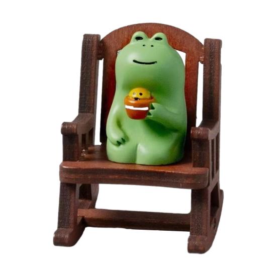 Мини-статуэтка лягушки, скульптура лягушки из смолы с креслом-качалкой, маленькая лечебная лягушка, украшение для салона автомобиля, домашнего офиса, рабочего стола