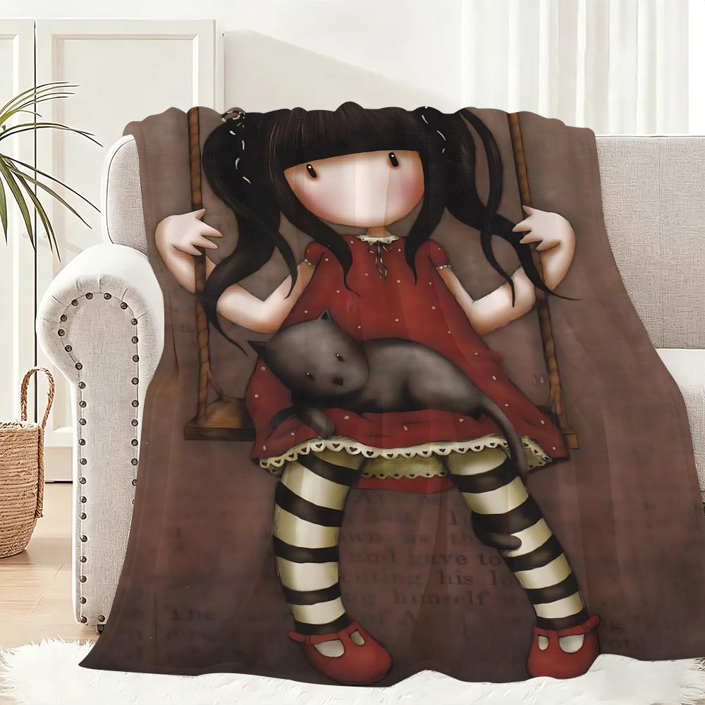 Cartoon Santoro Gorjuss Throw Lightweight 240g Flannel Blanket Soft Skin-friendly for Summer Cooling
