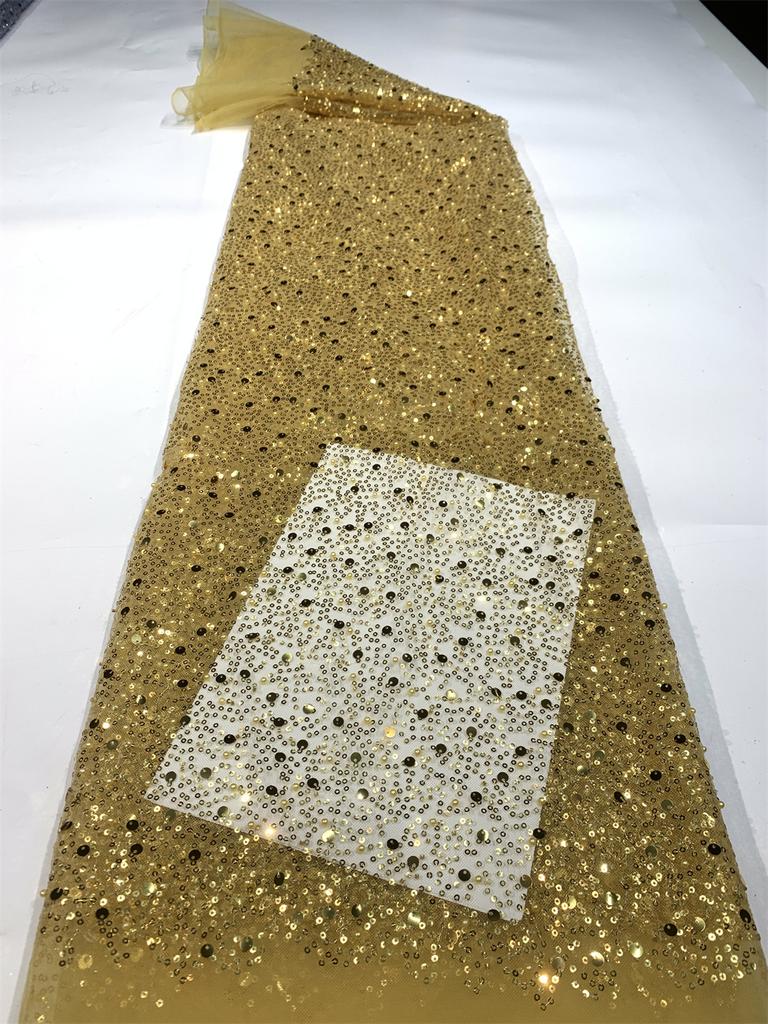 Роскошное французское сетчатое кружево с бисером Ткань 2025 Высокое качество Африканское Нигерийское Кружево с пайетками Кружево для женских свадебных платьев для вечеринок Шитье