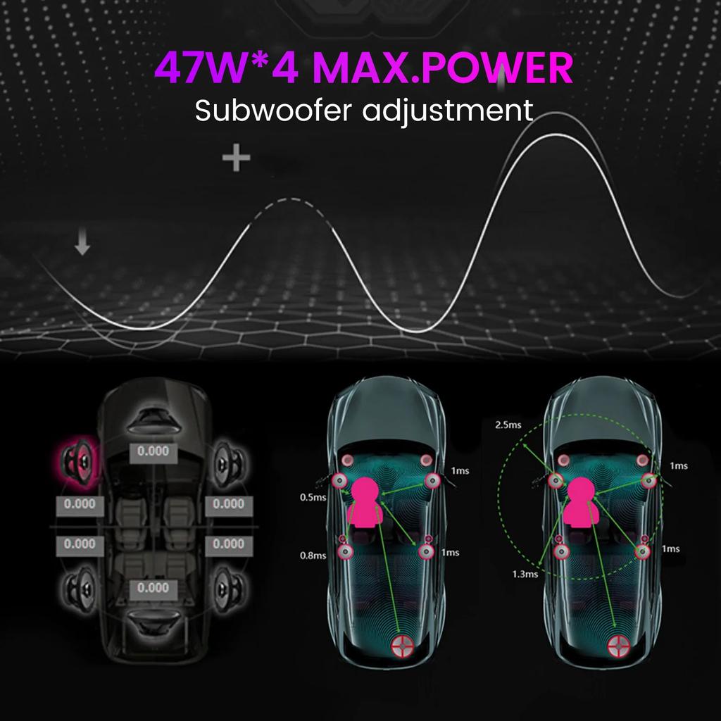Усилитель DSP, автомобильный радиоприемник, стерео 4x47 Вт для Android, автозвук, высокая мощность, улучшение звука, комплект регулировки басов сабвуфера