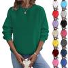 Women's Loose Long Sleeved Pullover Round Neck Large Solid Color Hoodie