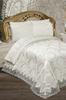 Alev King Size Bedspread Set 6pcs, Coverlet 230x240, Bedsheet 230x240, Double Bed, Brocade Fabric Cream