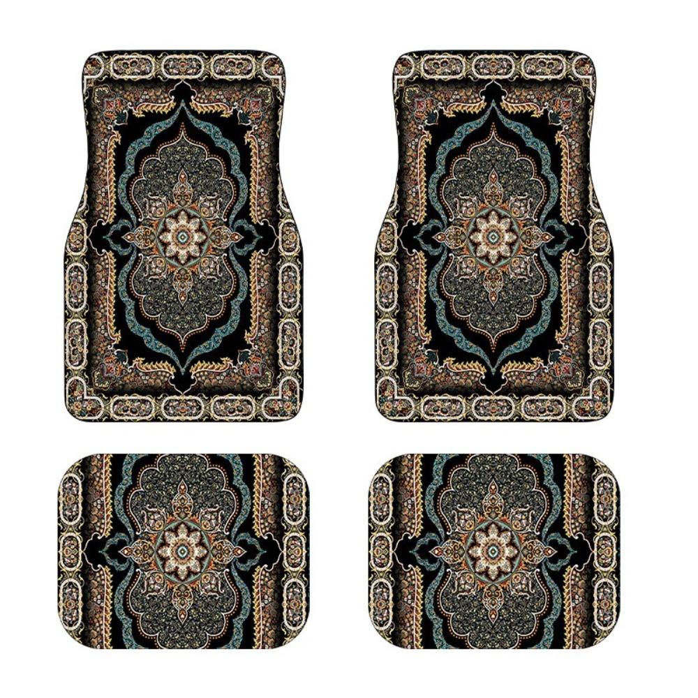 4Pcs Heavy Duty Persian Carpet Bohemian Car Floor Protector Rugs for Front Rear Seats