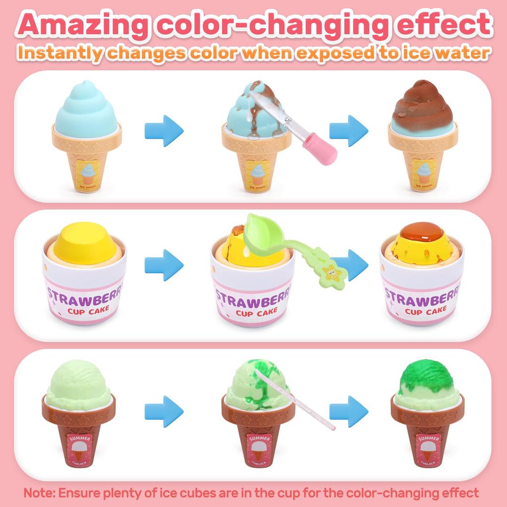 Игровой домик, симпатичная каменная игрушка, магазин мороженого, набор из 44 предметов, обучающая игрушка 2 в 1, как играть в самодельное мороженое-кекс с изменяемым цветом и температурой