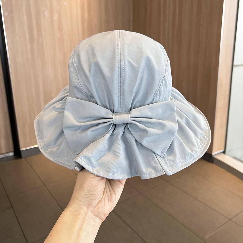 Модная шляпа рыбака с галстуком-бабочкой, женская, весенне-летняя, женские модели, солнцезащитная шляпа для бассейна, маленькая, с большими полями, солнцезащитная шляпа для лица