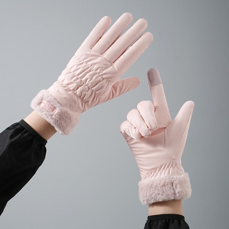New Autumn and Winter Warm Gloves for Women Fleece and Thickened Outdoor Cycling Sports Windproof Touch Screen Bear Gloves