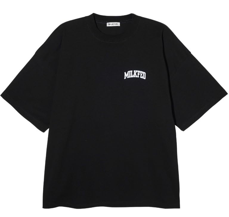 Свободная черная женская футболка с коротким рукавом и логотипом колледжа Milkfed,