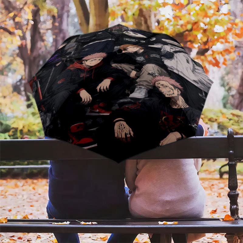 1 PC Automatic Folding Umbrella - Jujutsu Kaisen Pattern Portable Foldable Design With 8 Ribs Christmas Birthday Gifts
