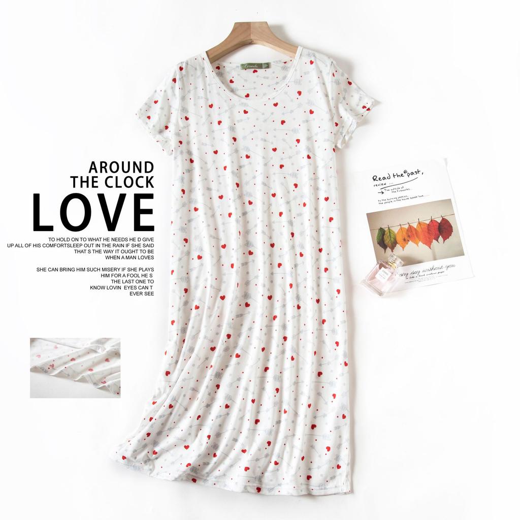 Plus Size Summer Women Nightdress Short Sleeve Cute Cartoon Sleepwear Sweet O Neck Nightgowns Pyjamas Lady's Cotton Sleepdress