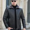 Куртка из натуральной кожи увеличенного размера, мужская меховая куртка из овчины среднего возраста с отворотом, зимняя