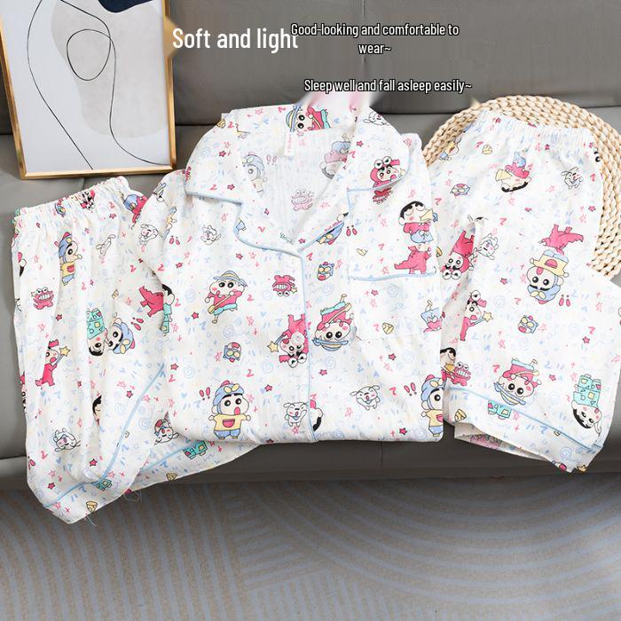 Клетчатый пижамный комплект Hello Kitty - Женский короткий рукав Весна/Лето 3 предмета