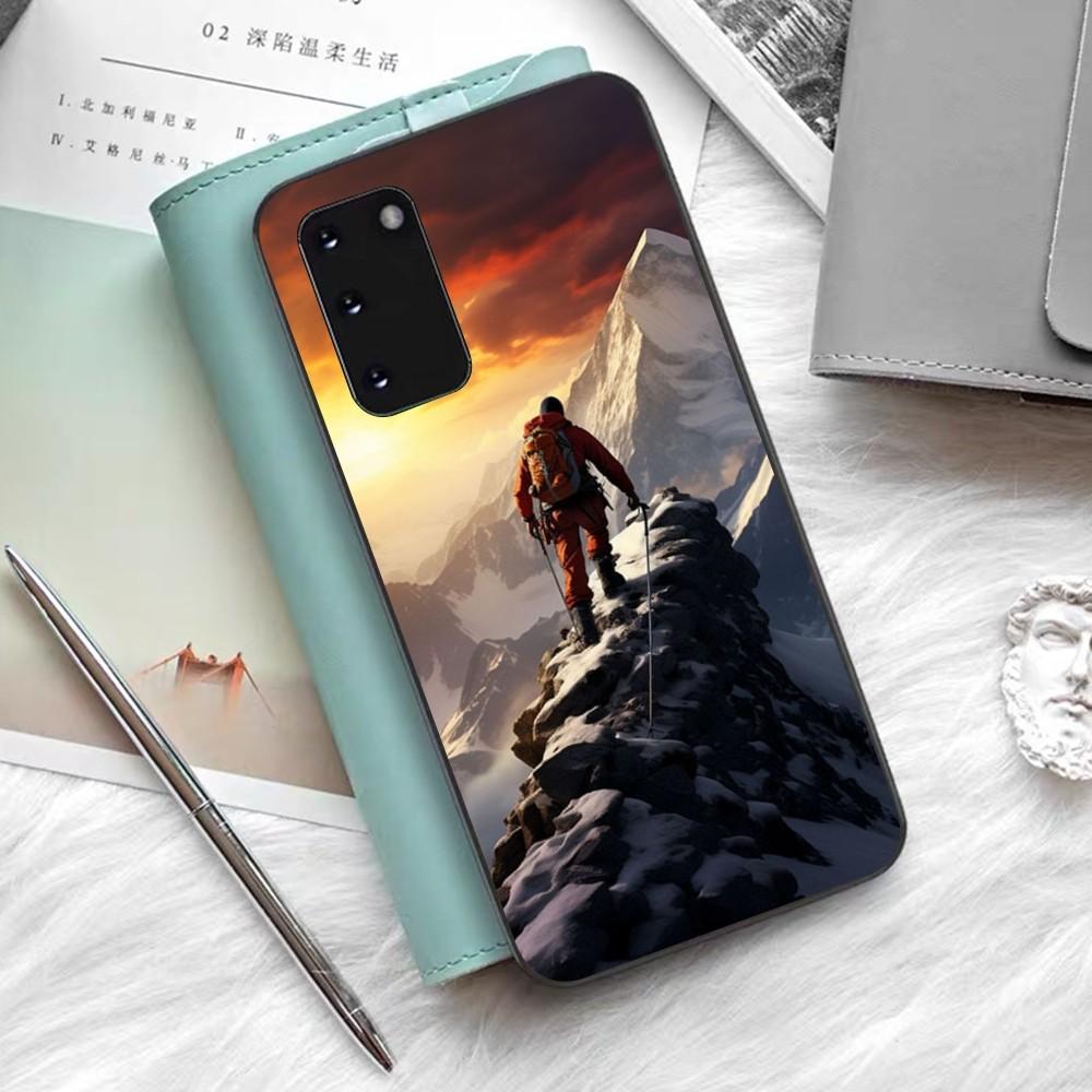 Climbing Mountain Phone Case Silicone PC+TPU For Samsung S10 20 30 22 23 24 Plus Lite Ultra Cover