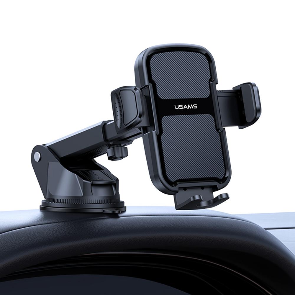 USAMS ZJ086 Car Dashboard Phone Mount One-Touch Release Rotating Phone Holder Support Horizontal/Vertical Views