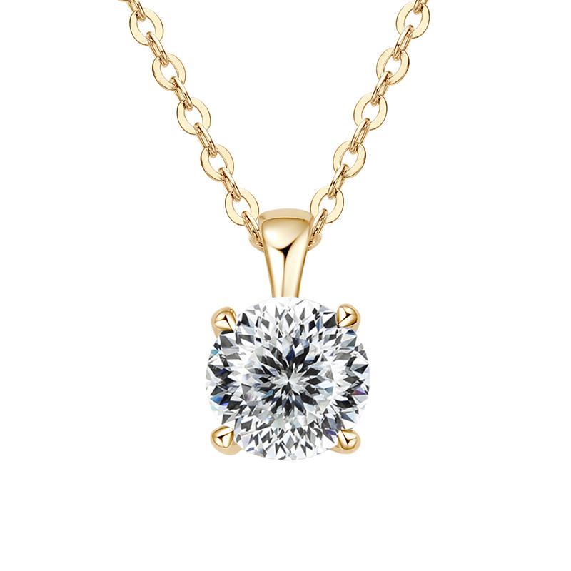 JoyceJelly Classic Four Prong 1ct Moissanite Necklace Women's 925 Silver Plated Gold Pendant Luxury Fine Jewelry