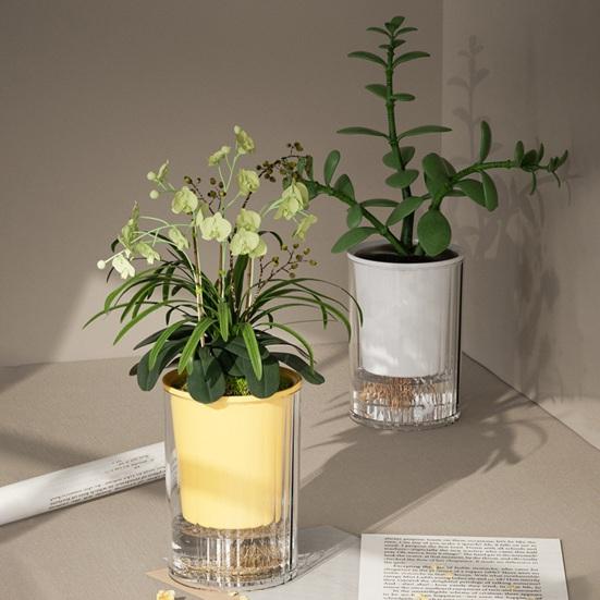 Самополивающийся горшок с дренажным отверстием для комнатных и уличных гидропонных растений, глубокий видимый резервуар, кашпо для цветов с фитильным шнуром