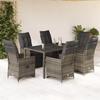 VidaXL Garden Bistro Set 7 Pcs Grey Cushions Poly Rattan, Garden Bistro Set, Balcony Set, 3276896