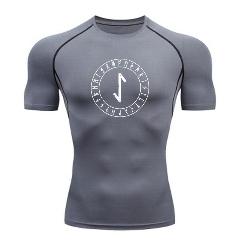 Men's Compression Athletic T-Shirt, Norse Rune Print Quick D