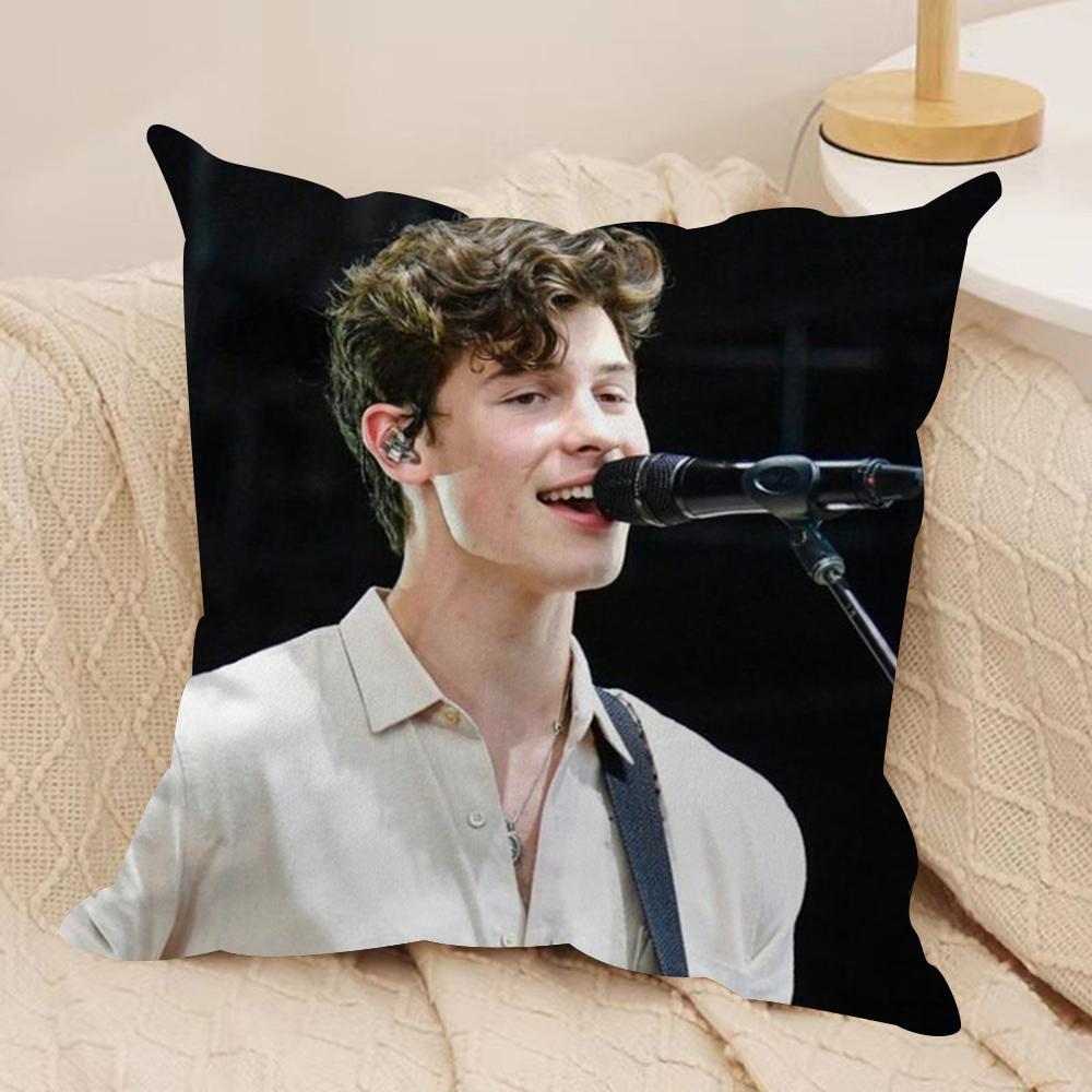 Singer SShawn Mendes Cushion Cover Silky Short Plush DoubleSided Printed Pillow Case for Sofa All Seasons Home Decor Gift