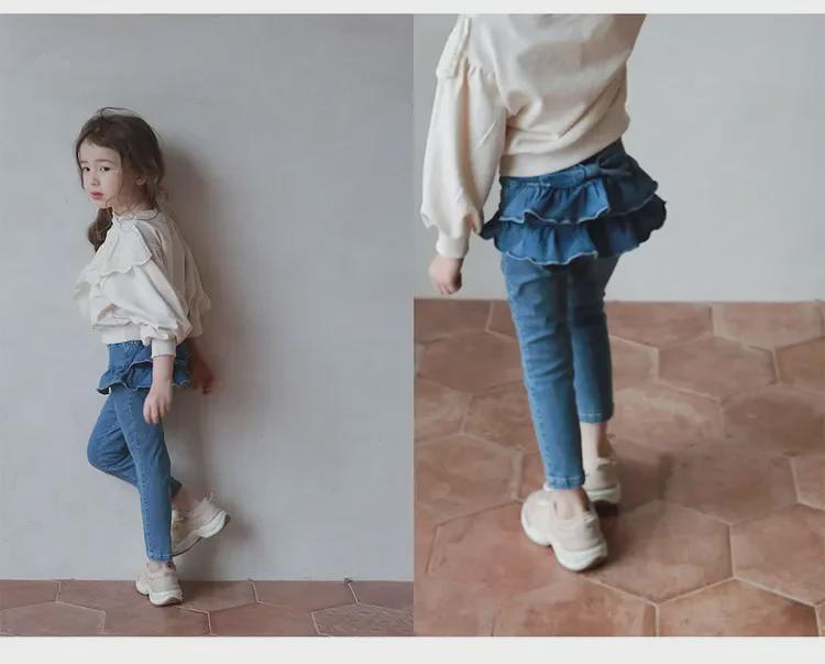 Детские осенние джинсы с оборками для девочек (3-10 лет) – Симпатичные брюки для верхней одежды