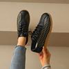 Large Size Comfortable Soft Leather Flat Bottom Women's Sport Shoes Fish Scale Pattern 2025 New Style Casual Shoes