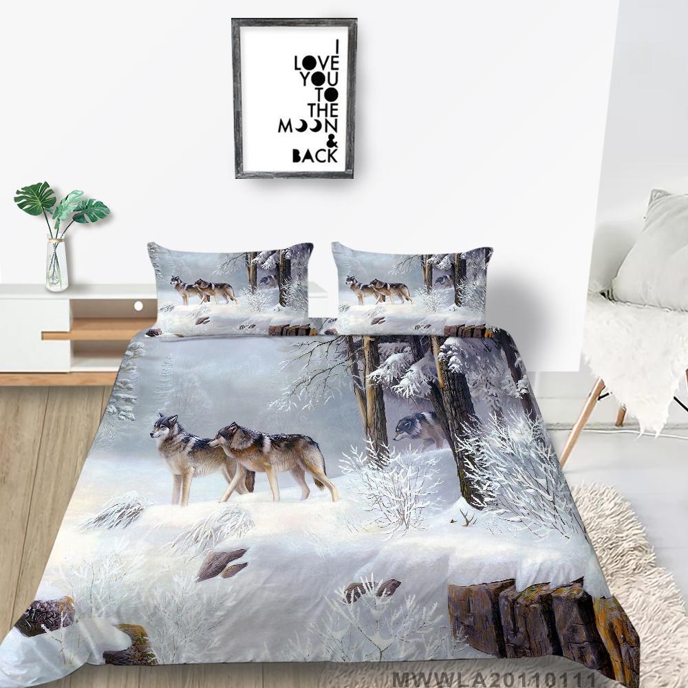 2023 Новый стиль, пододеяльник, комплект постельного белья с принтом волка, роскошный крутой комплект постельного белья, комплект постельного белья для девочек, полиэстер, одноразмерное покрывало