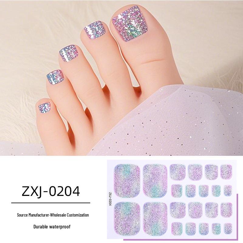 Летние радужные омбре блестящие водостойкие наклейки для ногтей на ногах