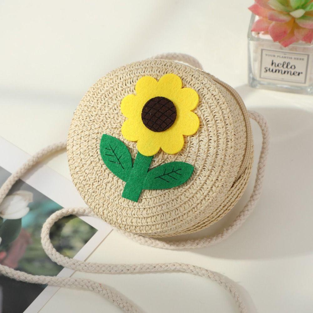Соломенная сумка через плечо, маленькая монетница, милая сумка кроссбоди для детей, девочек