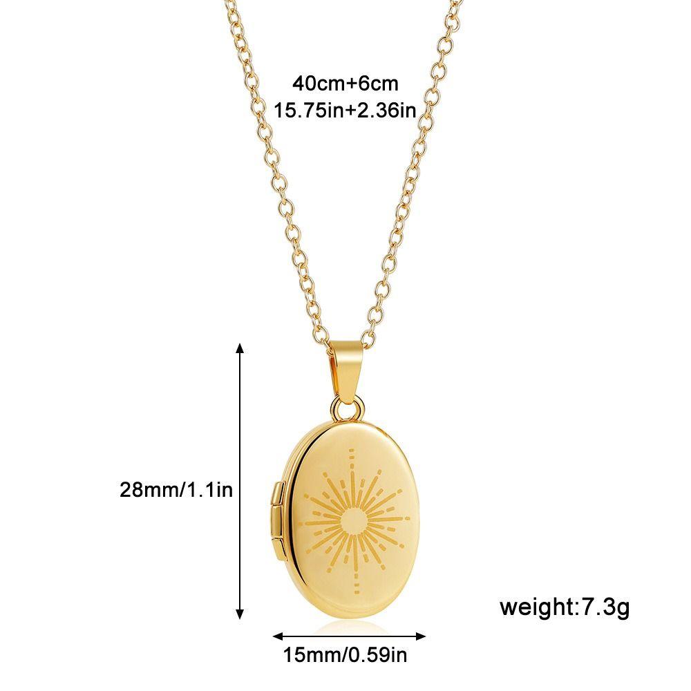 Evil Eyes Oval Photo Frame Necklace Opening Closing Photo Album Necklace For Woman Girls
