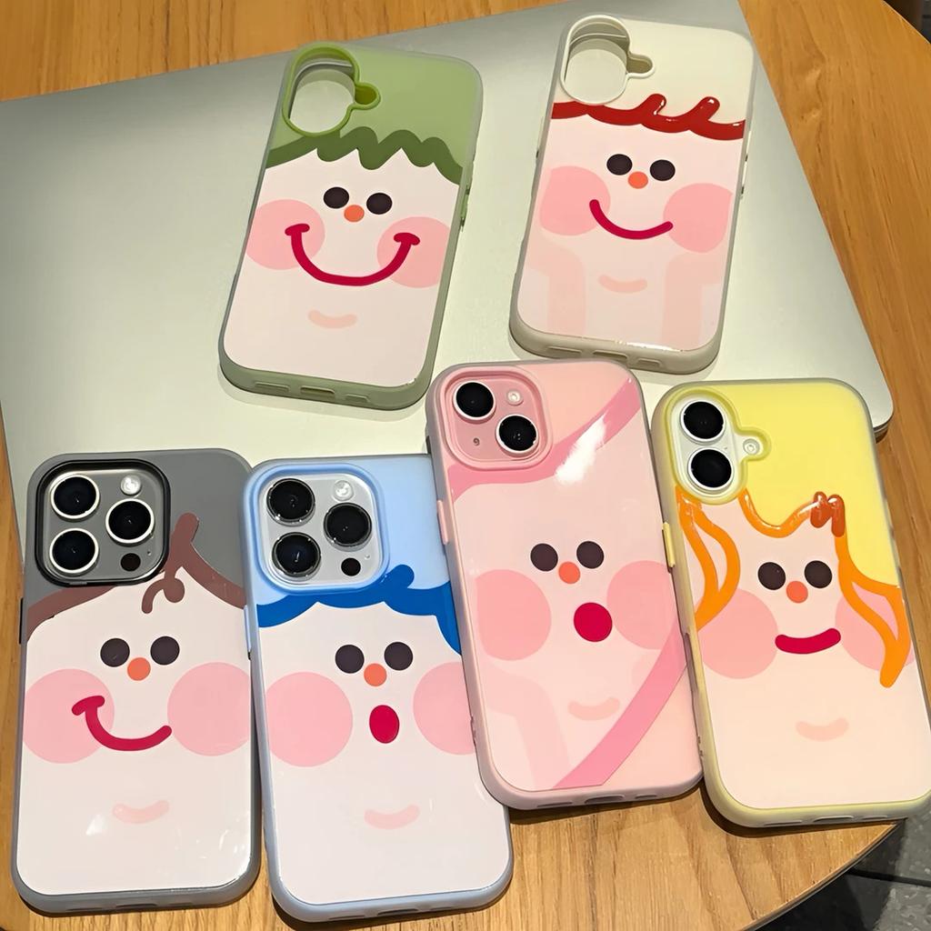 Милое квадратное выражение лица подходит для чехла для мобильного телефона iPhone16/17promax Apple 15 скин матовый 13/14 набор