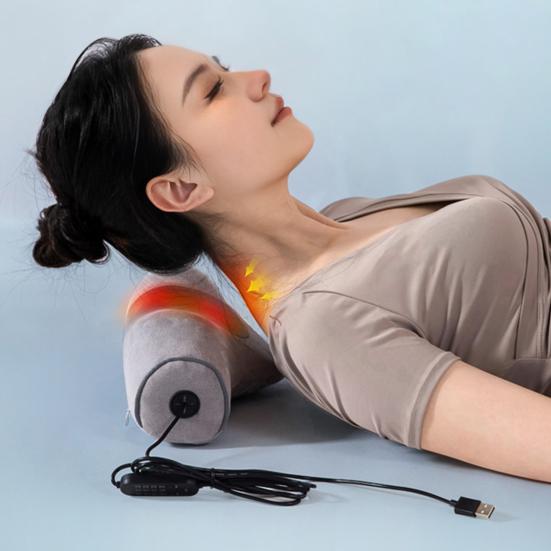 Массажная подушка для защиты шеи, горб, 3-в-1, массажная подушка для тракции, подогреваемая подушка из пены с эффектом памяти для облегчения боли, для использования дома, в общежитии