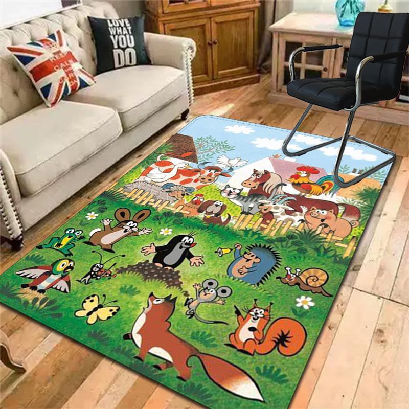 Cartoon Mole Print Rug Floor Mat for Living Room or Bedroom Soft and Comfortable Carpet a Gift for Birthday and Holiday.ZFF0913258