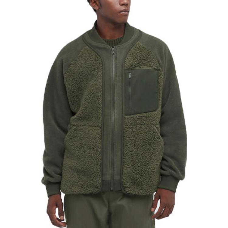 Uniqlo X White Mountaineering Флисовая Свободная Повседневная Куртка с Длинным Рукавом Унисекс Куртка Темно-Оливковый 442882-57