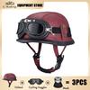 Vintage Black Retro Helmet Summer Breathable Sun Protection Lightweight Helmet Leather High Quality DOT Approved