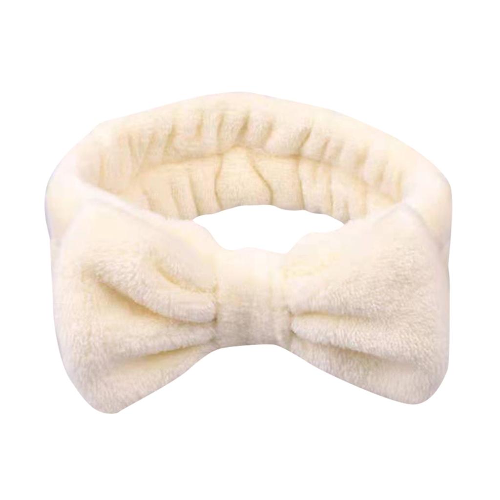 Bowknot Headband Solid Color Ladies Wide Face Wash Headband Plush Headband