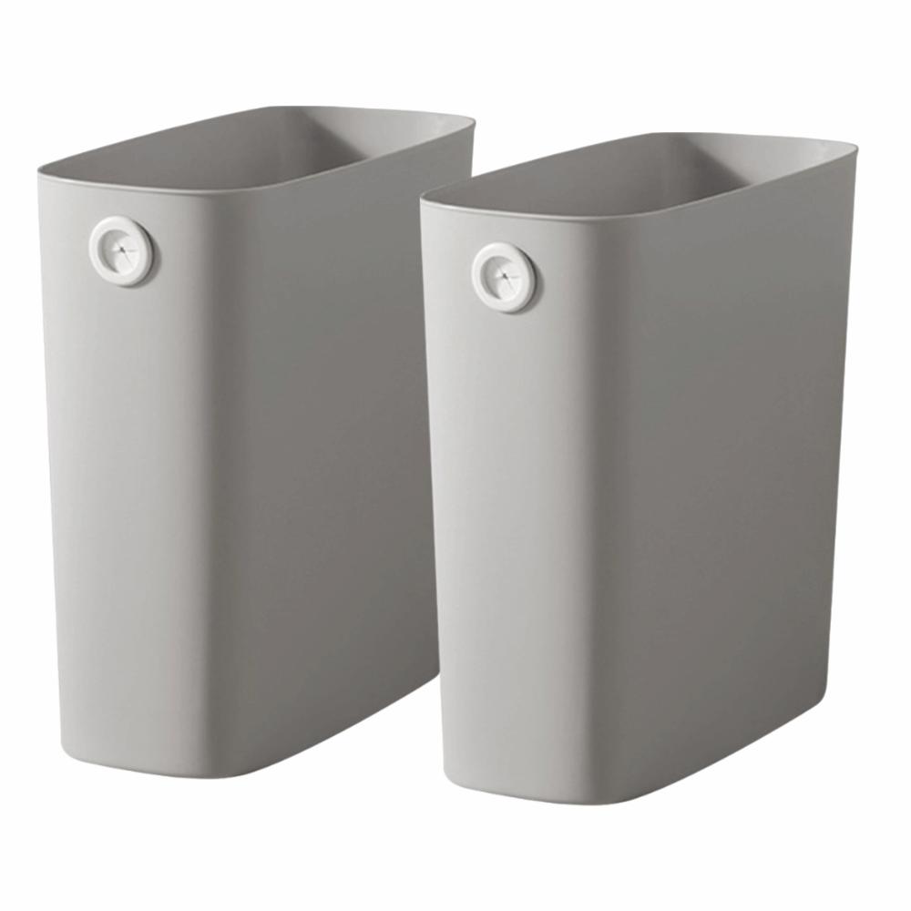2pcs Warm Grey Small Trash Can Slim Design Indoor Waste Basket Mini Garbage Bin Bathroom