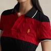 Polo Ralph Lauren SS24 цветные блоки полосатый вязаный логотип вышитый Slim Fit короткий рукав поло рубашка женские топы черный WMPOKNINCU20898-001