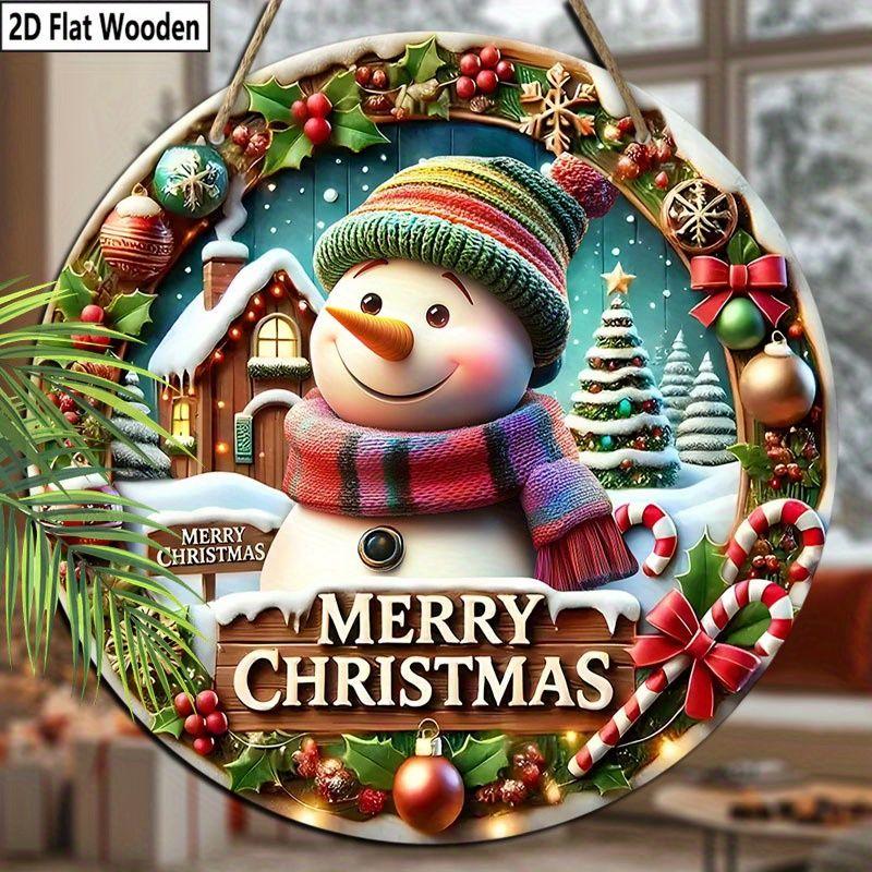 Рождественская декоративная табличка, комнатные подвесные украшения, 2D плоские деревянные изделия с рисунком снеговика, рождественские подарки для друзей и семьи