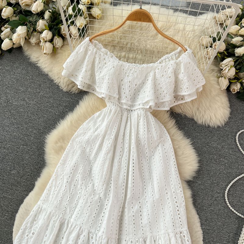 Strapless Sexy off-Neck French Embroidery Dress