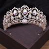 Baroque Ab Crystal Wedding Crown Bridal Tiaras Headbands For Queen Bride Diadem Headdress Prom Hair Jewelry Ornaments