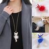 Hot Women's Rhinestone Feather Cute Fox Pendant Long Sweater Necklace Jewelry