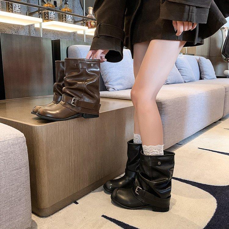 [Mango Home] Summer Boots Women's Thin Dance Boots with Skirts Xinjiang Giant Good-looking Pants Pile Pile Boots