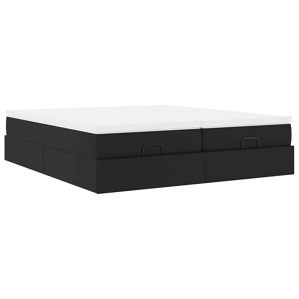 Ottoman Bed with Mattresses Black 200x200 cm Faux Leather
