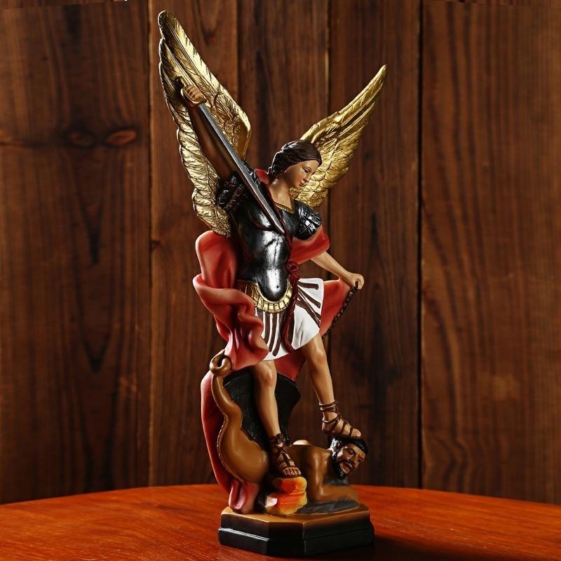 1 шт. Статуэтка Ангела Михаила и Дракона Фигурка Декорация Смоляные Поделки Подарки Украшение для Дома