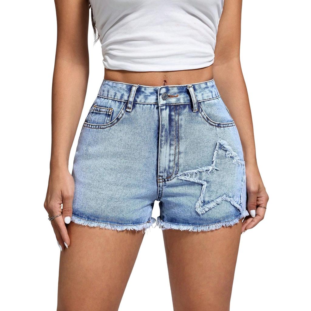 Женские удобные модные повседневные шорты из эластичного денима