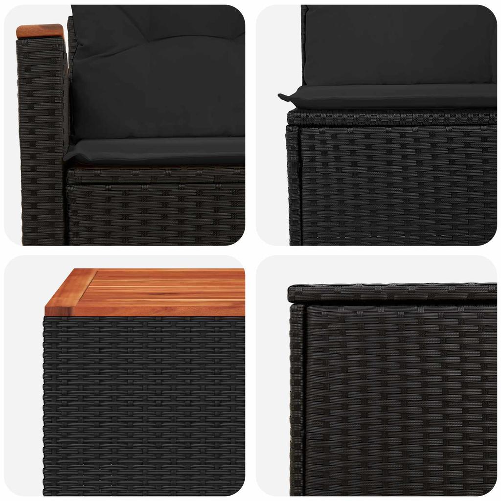 Sofa Set 6 pcs Black Poly Rattan and Steel