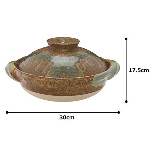 Nagatani-en Iga Earthenware Pot, Large, Serves 3-5, Approx. 31cm, Approx. 2700ml, For Direct Heat, Iga Glaze, ANI-03, Brown