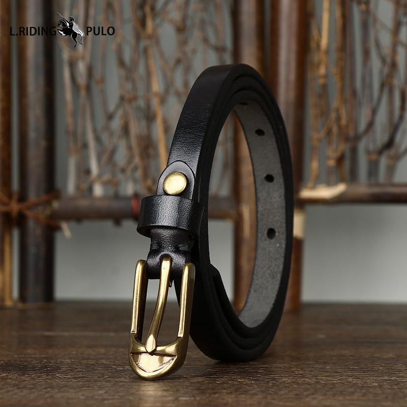 Женский тонкий ремень Медная пряжка в форме туфли с курткой Женский из чистой коровьей кожи Ретро Модный тренд Узкий ремень