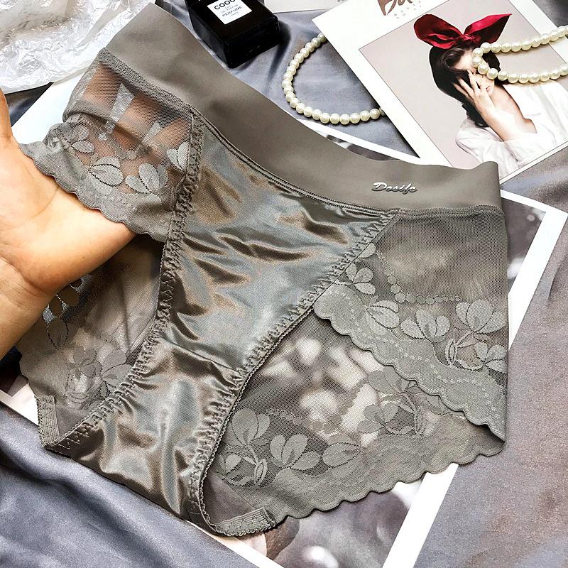 Трусики-стринги из атласного кружева премиум-класса с высокой талией, дышащей сеткой и поддержкой бедер для женщин