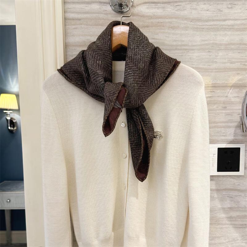 NINA SOLOR Polka Dot Camellia Silk-Wool Scarf